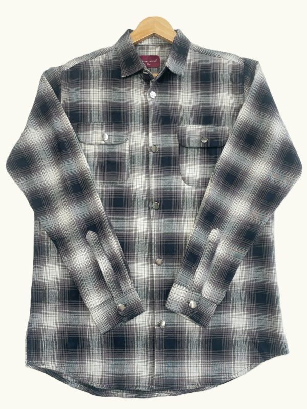 Black & white ombre plaid Check shirt -Full Sleeve Shirt