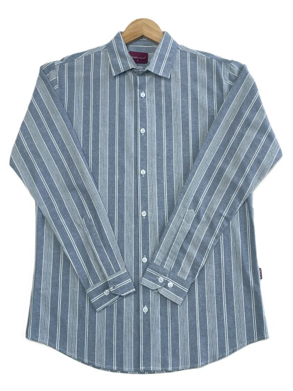 Gray & white striped - Old money Full sleeve Shirt
