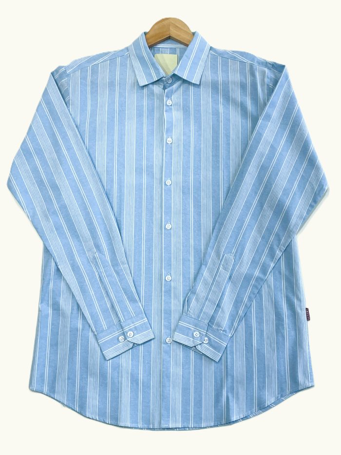 Light blue with vertical striped pattern -Old Money Full Sleeve shirt