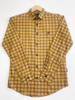Yellow & black checkered casual shirt-Full Sleeve