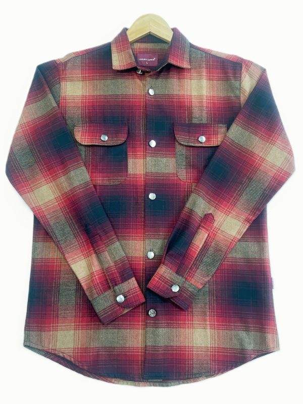 Dark Red &brown plaid buffalo check-Full sleeve shirt