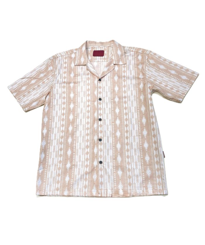 Beige & white- Half sleeved Shirt