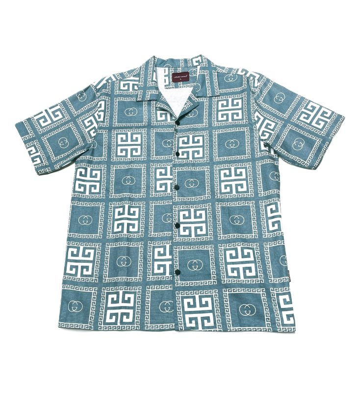 Blue & white geometric pattern-Half sleeve shirt