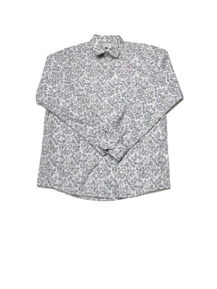 Light brown & blue leaf print-Full sleeve shirt