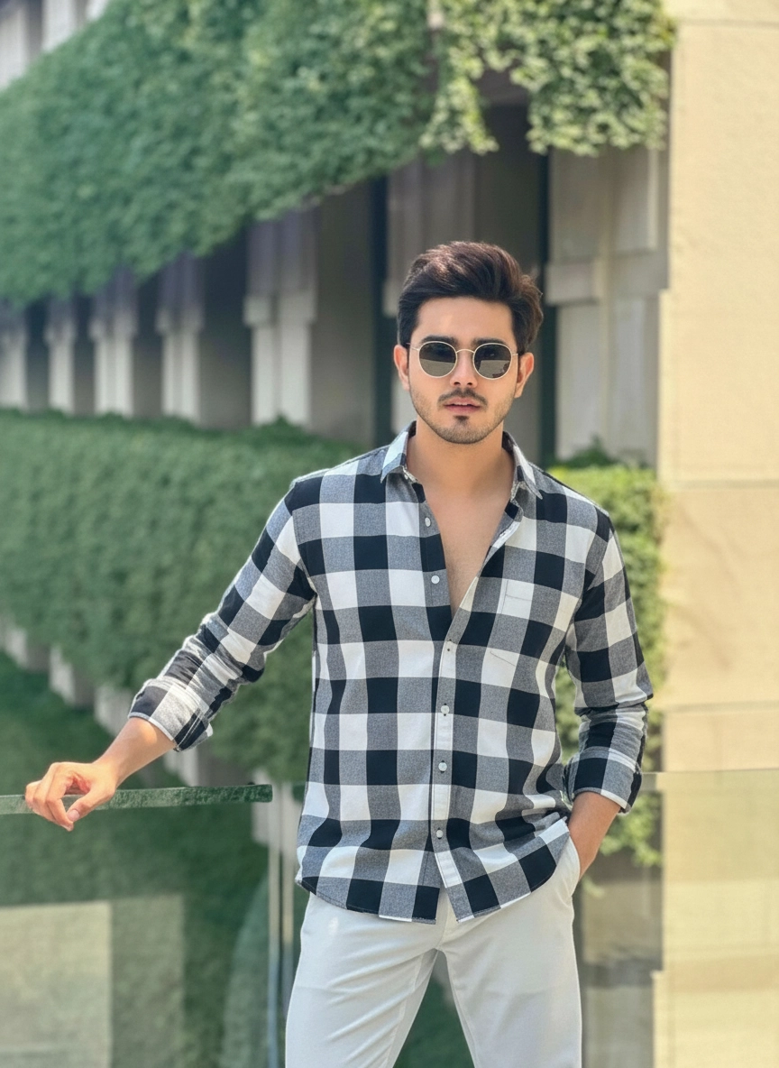 Black & White Checked - Full Sleeve Shirt Product Description: Color:Black & white Unisex Full Sleeve Fit: Regular fit Fabric: Cotton Care Instructions: Machine wash light Made in Bangladesh Measurements (in inches): M: Length – 28 || Chest- 40 || Sleeve length- 24.5 L: Length- 29 || Chest-42 || Sleeve length- 25 XL: Length- 30 || Chest- 44 || Sleeve length- 25.5