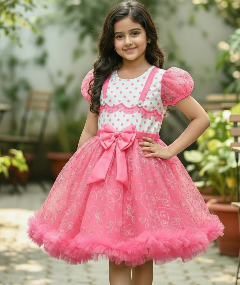 Luxury Pink Colour party Dress for Girl's