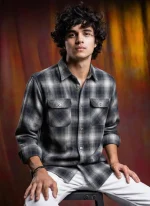 Black & white ombre plaid Check shirt -Full Sleeve Shirt