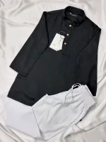 KIDS Black colour cotton Embroidered Panjabi Set