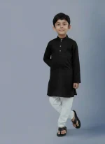 KIDS Black colour cotton Embroidered Panjabi Set