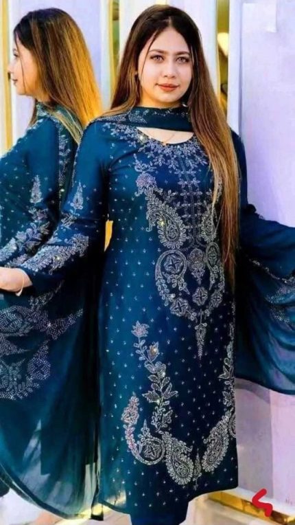 Embroidered Suit Party Wear Dress.