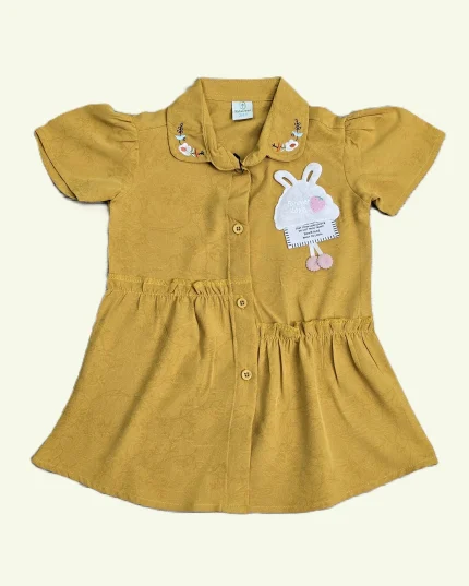 Yellow Color Girl's Long shirt set.