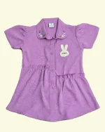 Purple colour long shirt & Denim pant set.