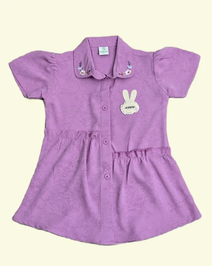 Purple colour long shirt & Denim pant set.