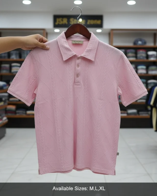 Diamond & Cable Knit Pattern Men's Polo shirt.