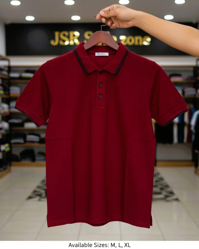 Dark Red color Men's polo shirt.