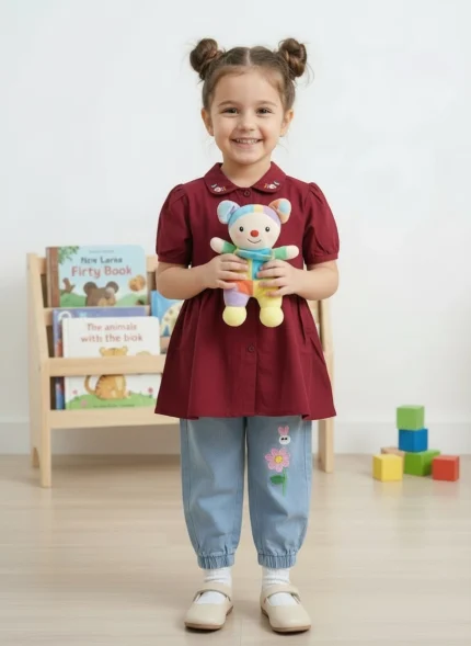 Girl's Long Shirt & Denim Pant set.