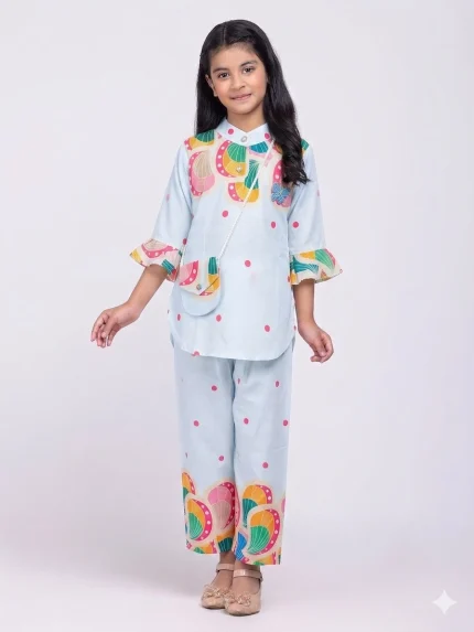 Stylish baby girl's kurta and palazzo.