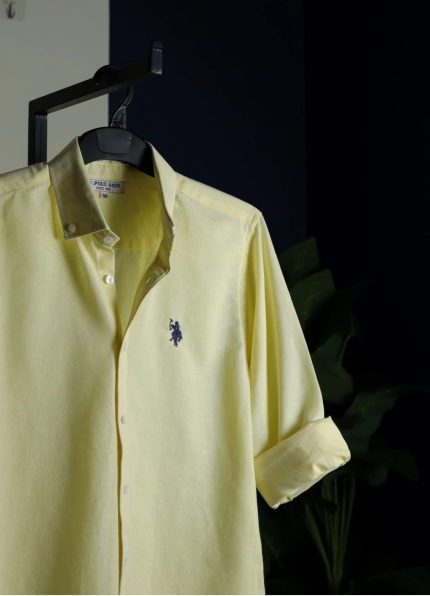 Light yellow ramie cotton shirt.