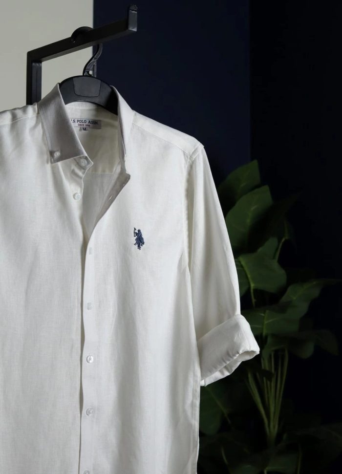 White Colour ramie cotton shirt.
