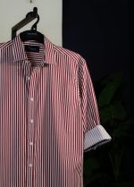 Red & White Striped Cotton Shirt.