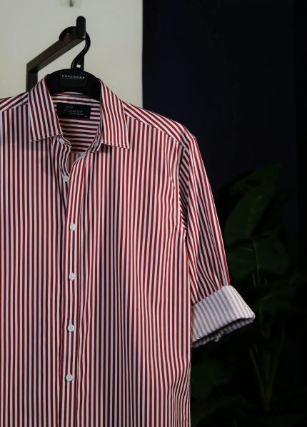 Red & White Striped Cotton Shirt.