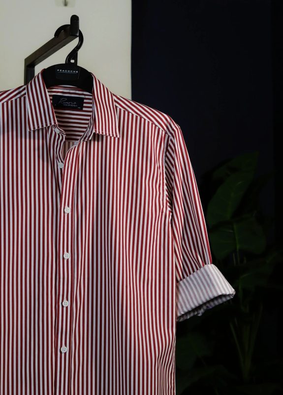 Red & White Striped Cotton Shirt.