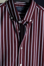 Men's Maroon Striped Casual Shirt.
