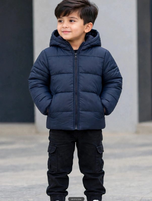 kids' navy color puffer jacket.