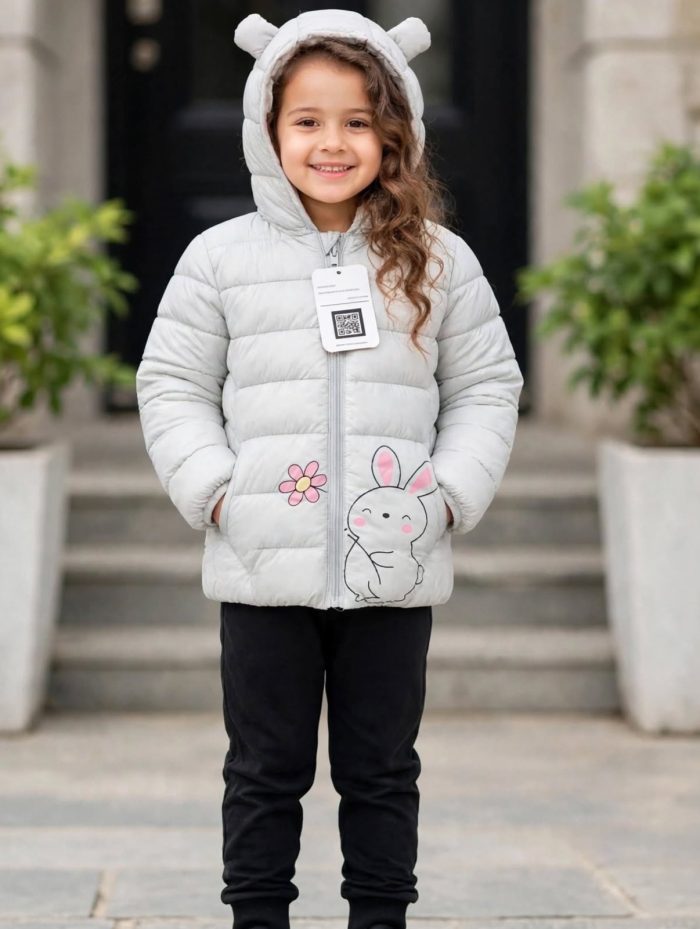 Girl's stylish puffer jacket. Girl's stylish puffer jacket.