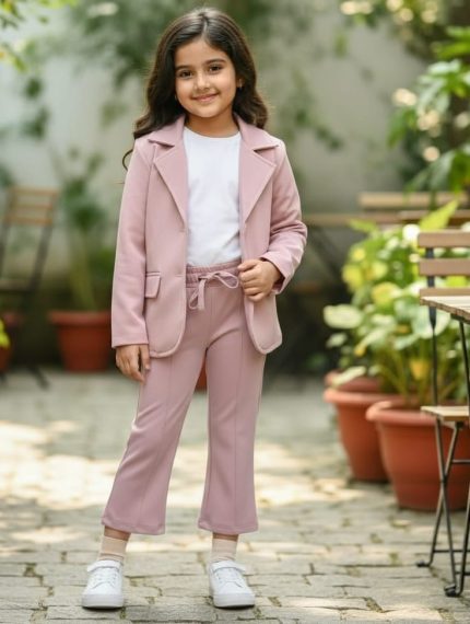 Pink color blazer set for KID'S.