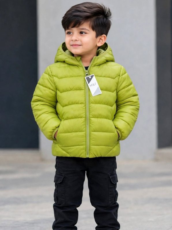 Kid's puffer jacket cat face.