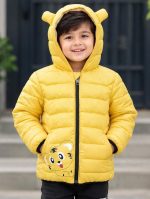Kid's puffer jacket cat face.