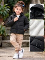 Black color puffer jacket girl's.